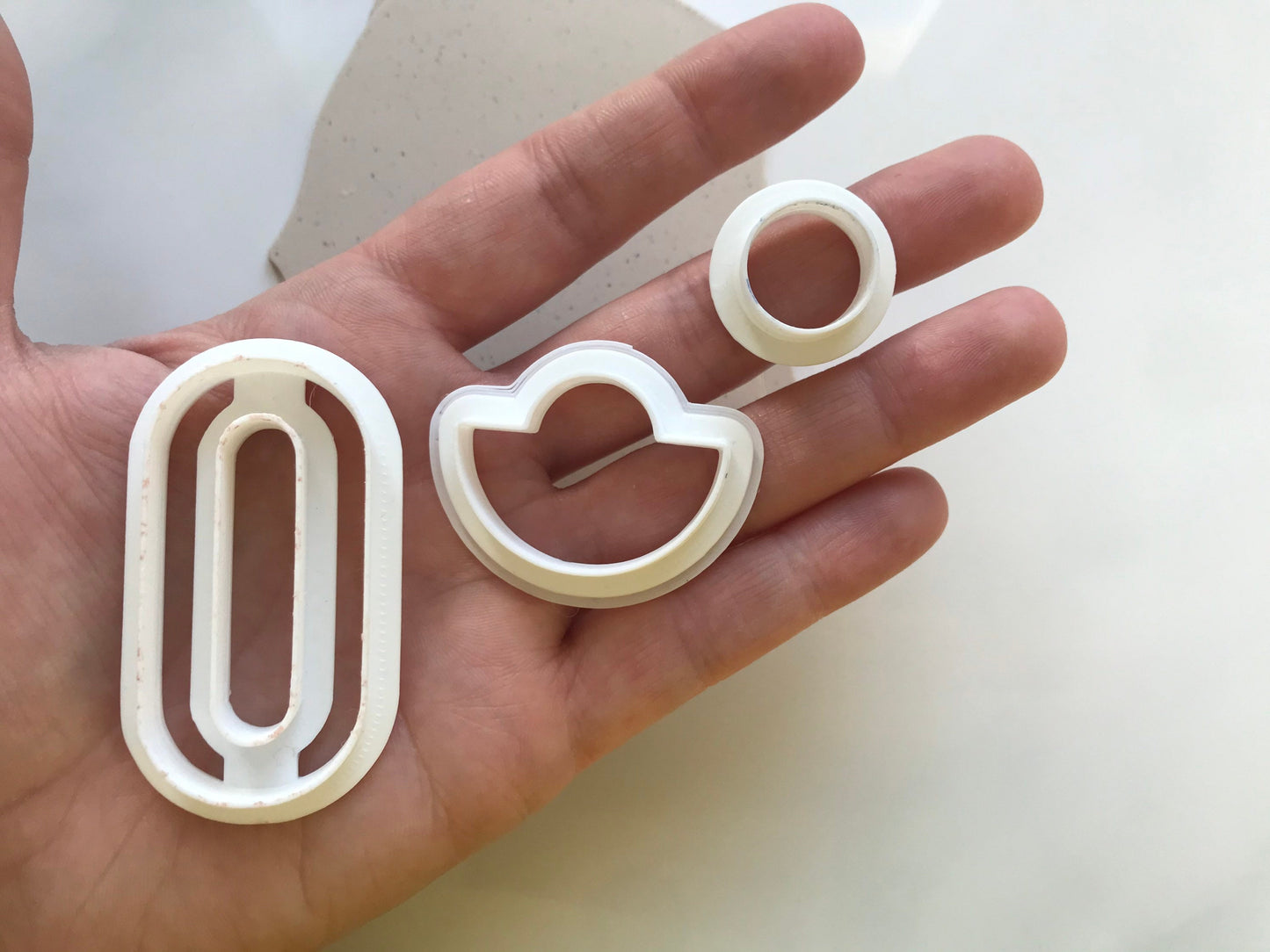 Geometrische Ausstecher für Modelliermasse, Polymer Ton Cutter, Set mit drei Formen, Werkzeug für Schmuckherstellung mit Fimo und Co.