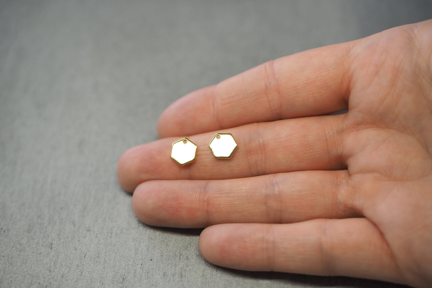 10 sechseckige Anhänger, gold oder silber, Sechseck Hexagon, Schmuckzubehör