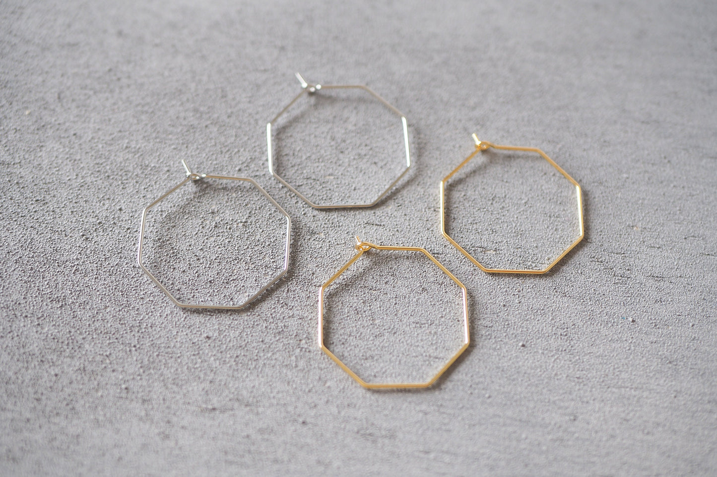 5 Paar achteckige Kreolen, minimalistisch und schlicht in Gold oder Silber, Schmuckzubehör