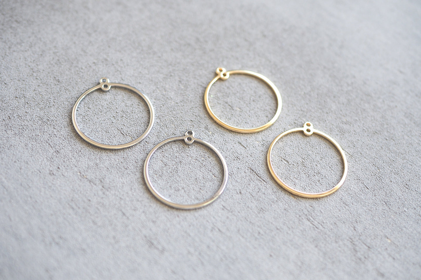 10 ringförmige Verbinder 25mm mit Doppelöse, 18 Karat echt vergoldet o. 925er Sterling versilbert, Schmuckzubehör