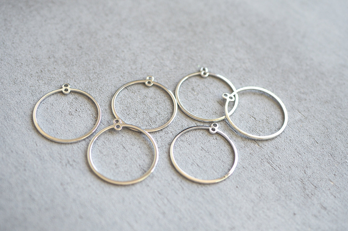 10 ringförmige Verbinder 25mm mit Doppelöse, 18 Karat echt vergoldet o. 925er Sterling versilbert, Schmuckzubehör