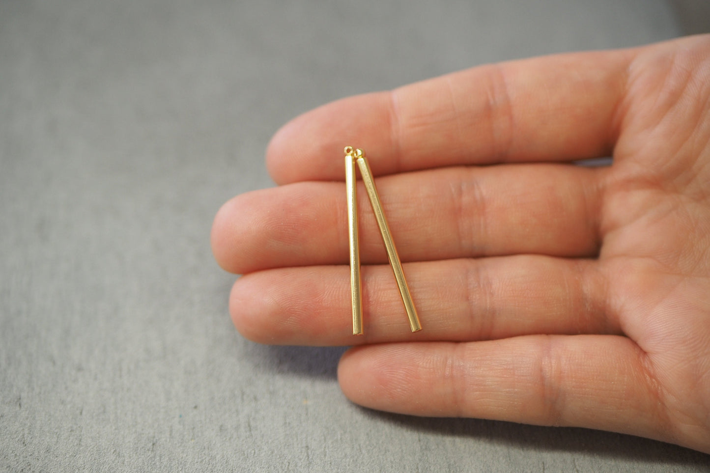 10 stabförmige Anhänger 30mm, Stab Stäbchen, gold oder silber, 18 Karat echt vergoldet, Schmuckzubehör