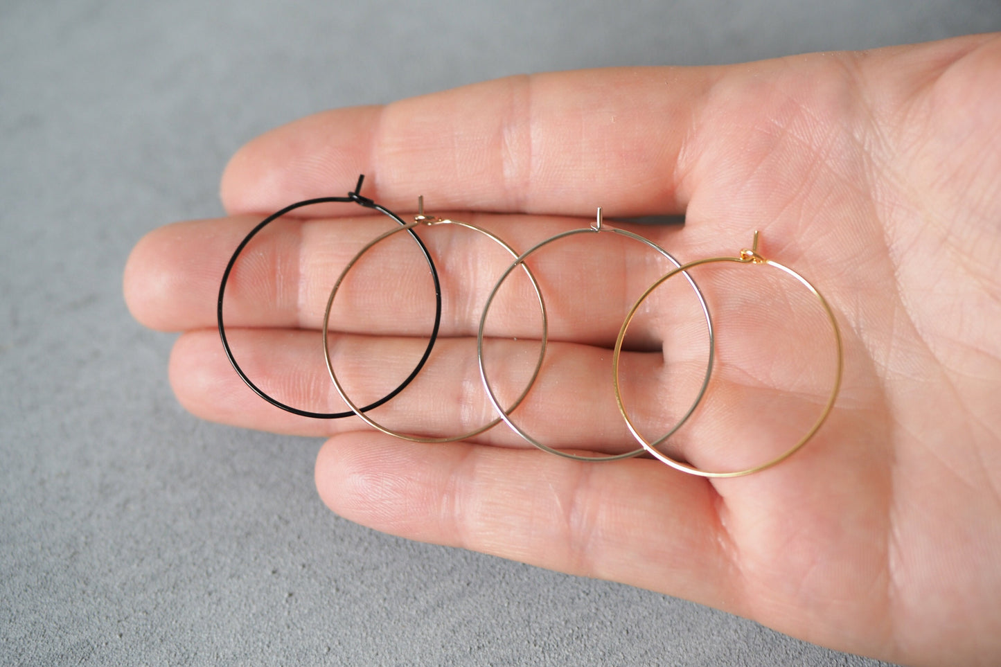 10 Paar 30mm Kreolen, Einfädler, minimalistisch und schlicht, Gold Silber Roségold Schwarz, Schmuckzubehör