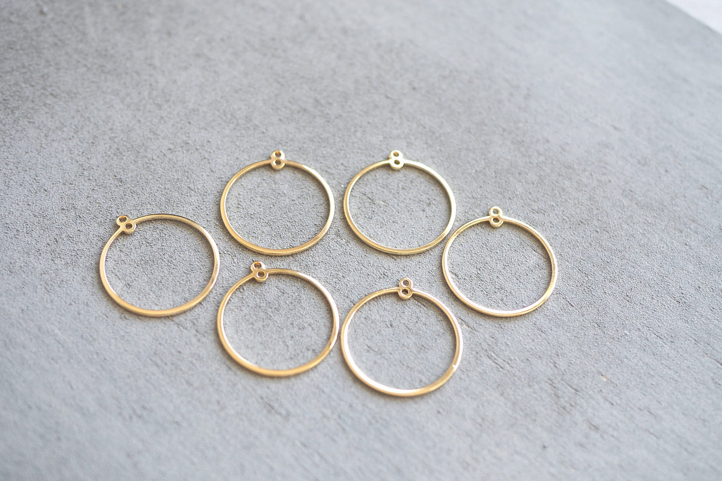 10 ringförmige Verbinder 25mm mit Doppelöse, 18 Karat echt vergoldet o. 925er Sterling versilbert, Schmuckzubehör