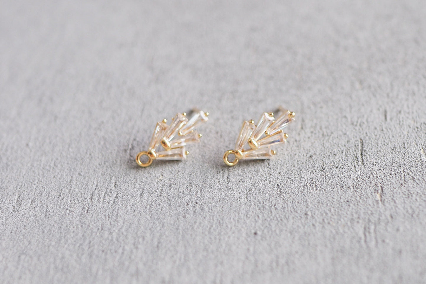 3 Paar Ohrstecker 18mm, echt vergoldet, Pin aus 925er Sterling Silber, Zirkonia Strahlen, Schmuckzubehör