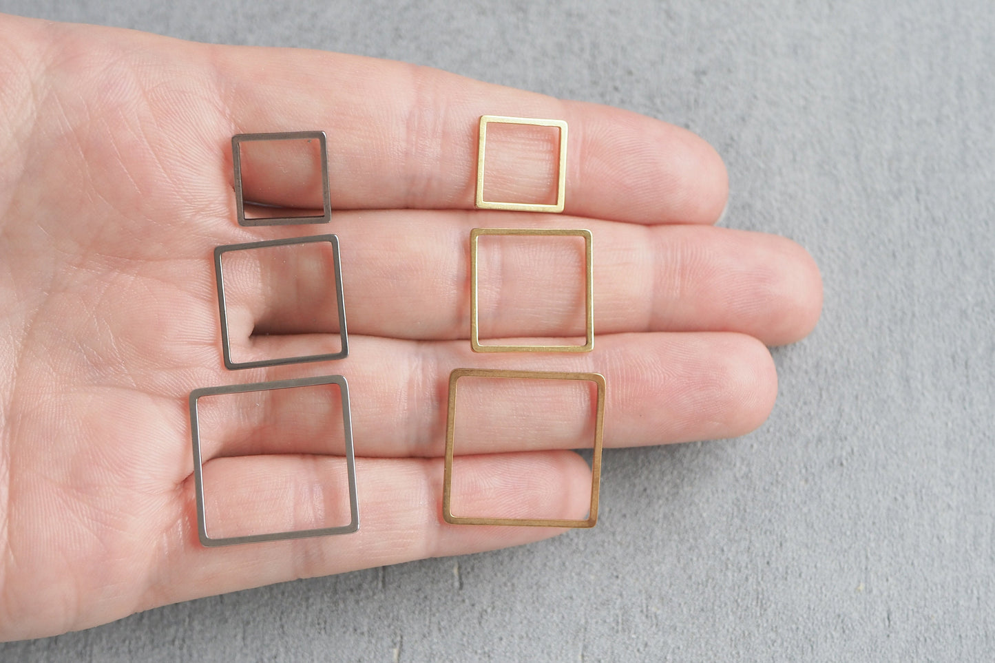 10 quadratische Anhänger o. Verbinder aus Edelstahl in 12mm, 16mm o. 20mm, Viereck hohl Gold Silber, Schmuckzubehör