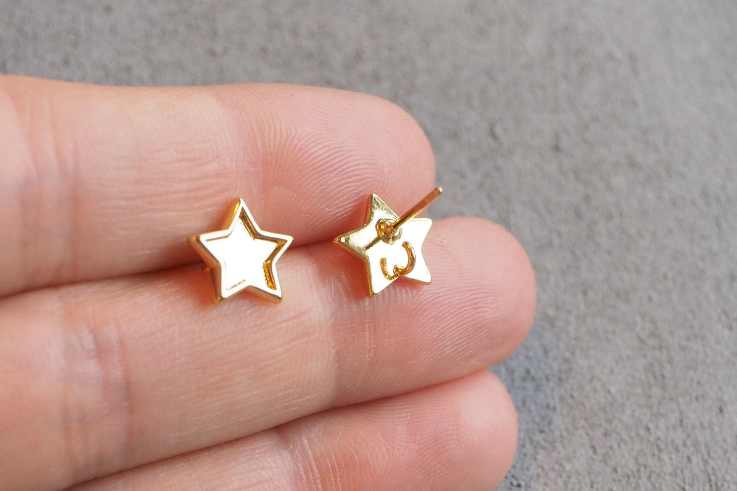 3 Paar Stern-Ohrstecker mit Öse, 18 Karat echt vergoldet, Schmuckzubehör