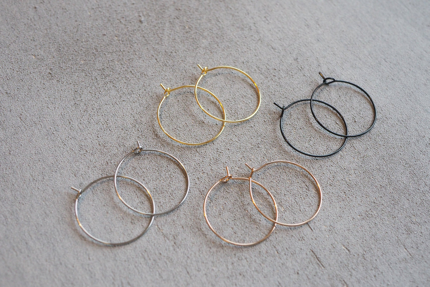 10 Paar 25mm Kreolen, Einfädler, minimalistisch und schlicht, Gold Silber Roségold Schwarz, Schmuckzubehör