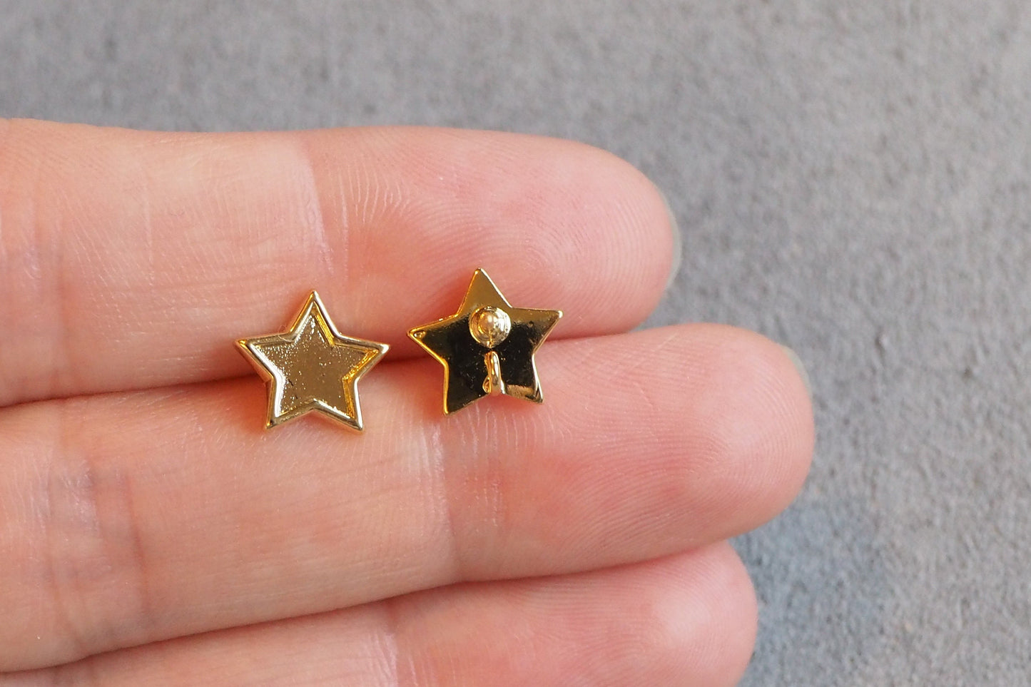 3 Paar Stern-Ohrstecker mit Öse, 18 Karat echt vergoldet, Schmuckzubehör