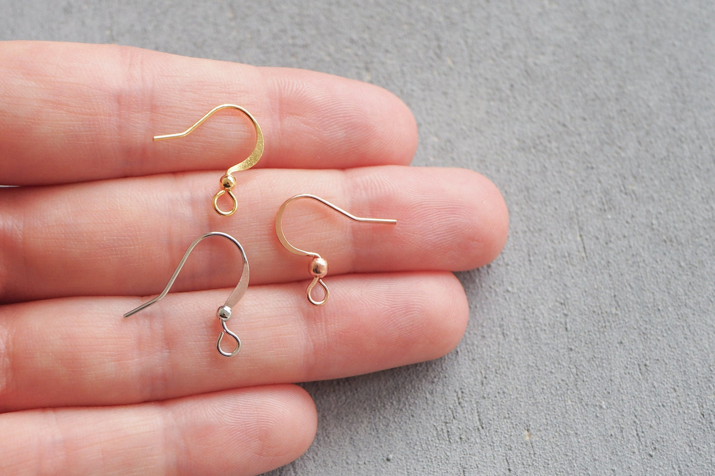 10 Paar Ohrhaken mit Öse, minimalistisch und schlicht in Gold, Silber oder Roségold, Schmuckzubehör Ohrringe DIY Fischerhaken