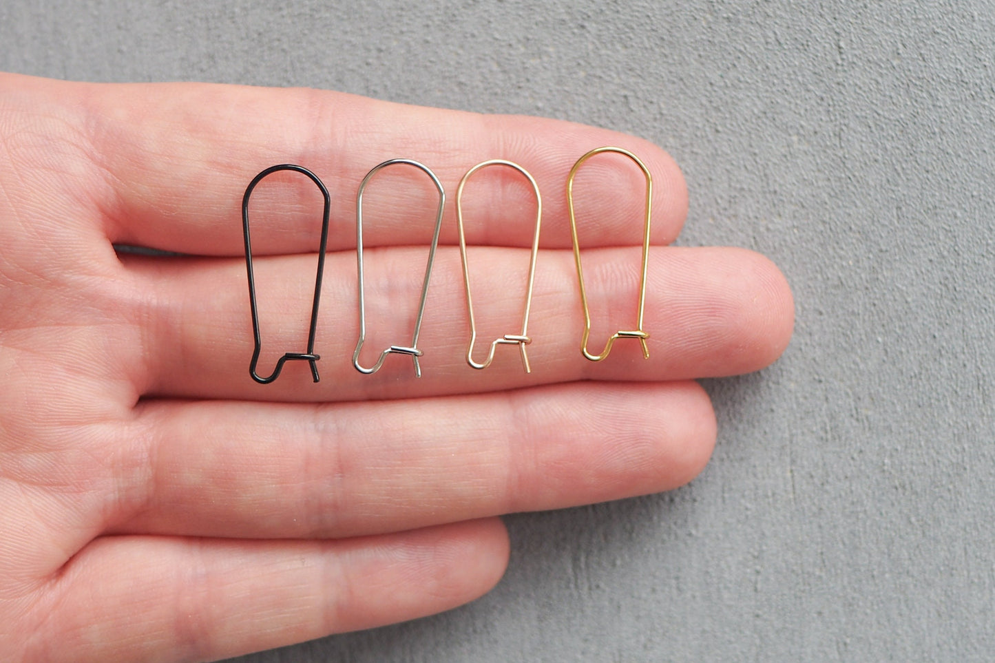 5 Paar Ohrhaken zum Schließen, lange Brisuren, minimalistisch schlicht in Gold, Silber, Roségold oder Schwarz, Schmuckzubehör
