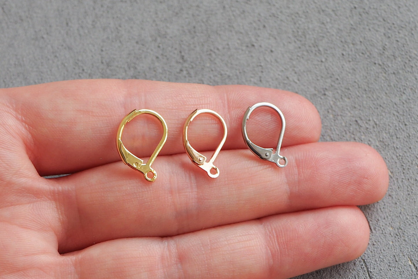 5 Paar Brisuren, Klapp Kreolen Ohrhaken zum Schließen, minimalistisch schlicht in Gold, Silber oder Roségold, Schmuckzubehör