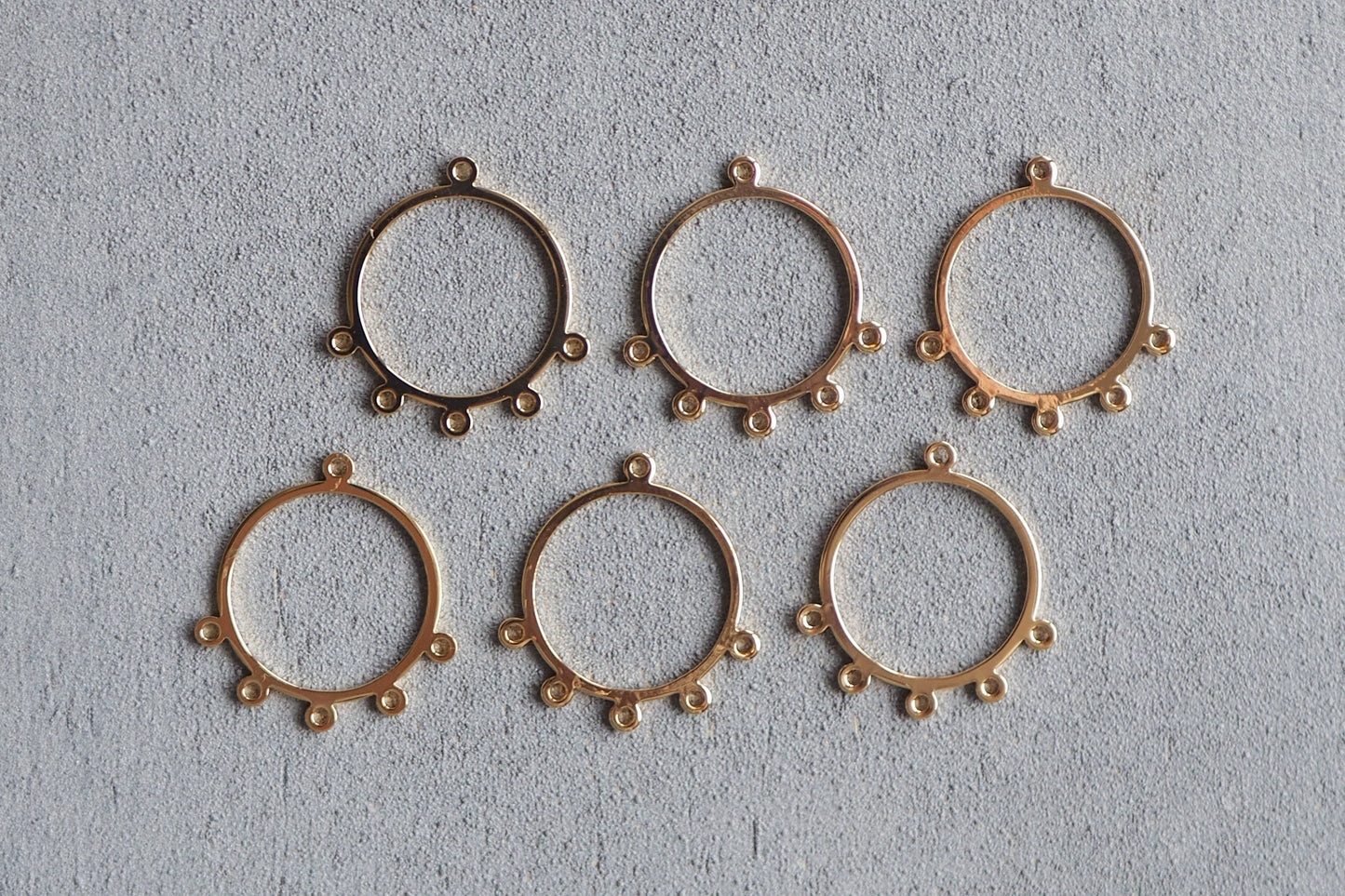 6 Chandelier Verbinder mit 5 Ösen, 18 Karat echt vergoldet o. platiniert, Schmuckzubehör
