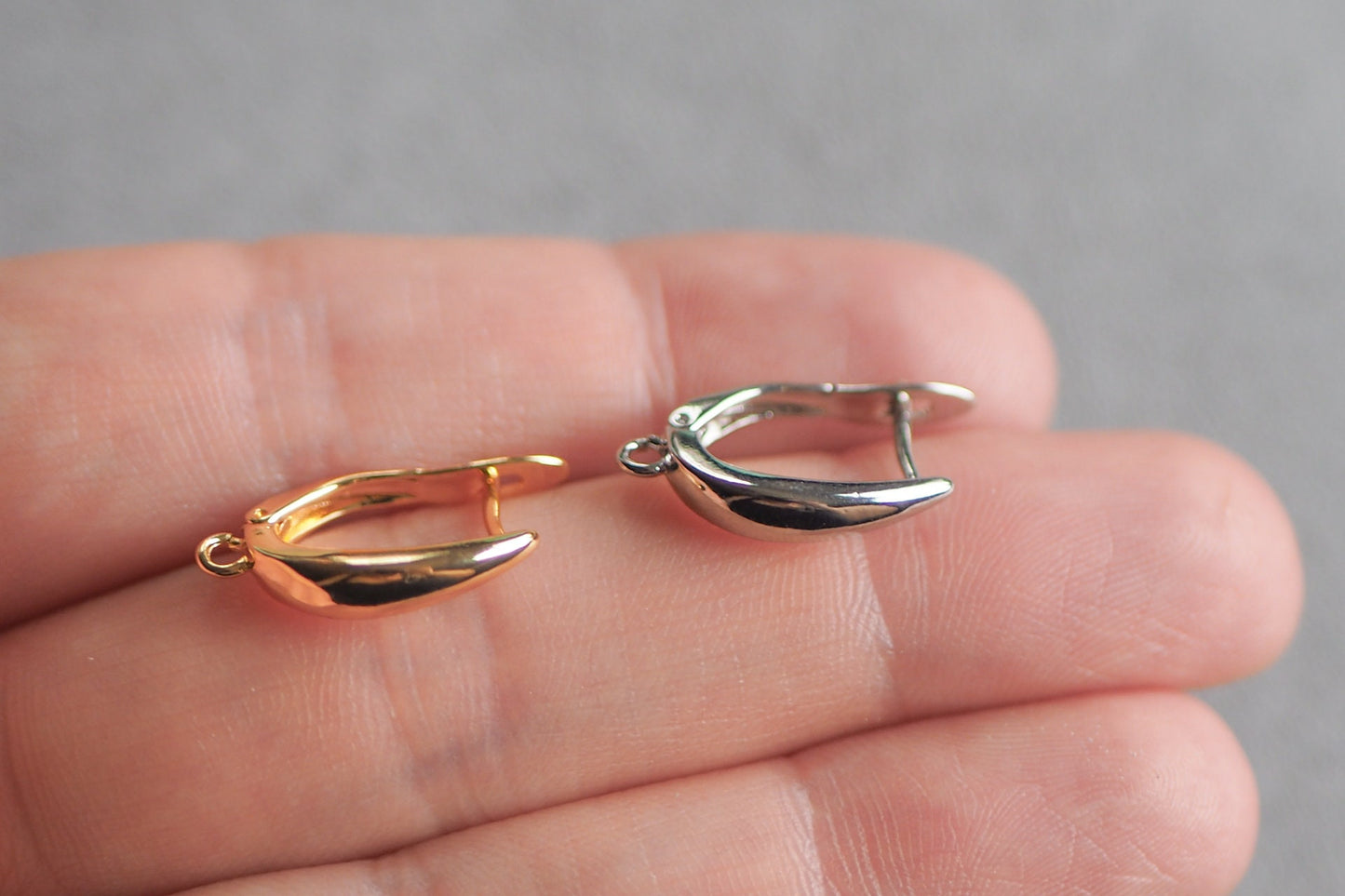 5 Paar Brisuren, Klapp Kreolen Ohrhaken zum Schließen, minimalistisch schlicht in Gold oder Silber, Schmuckzubehör