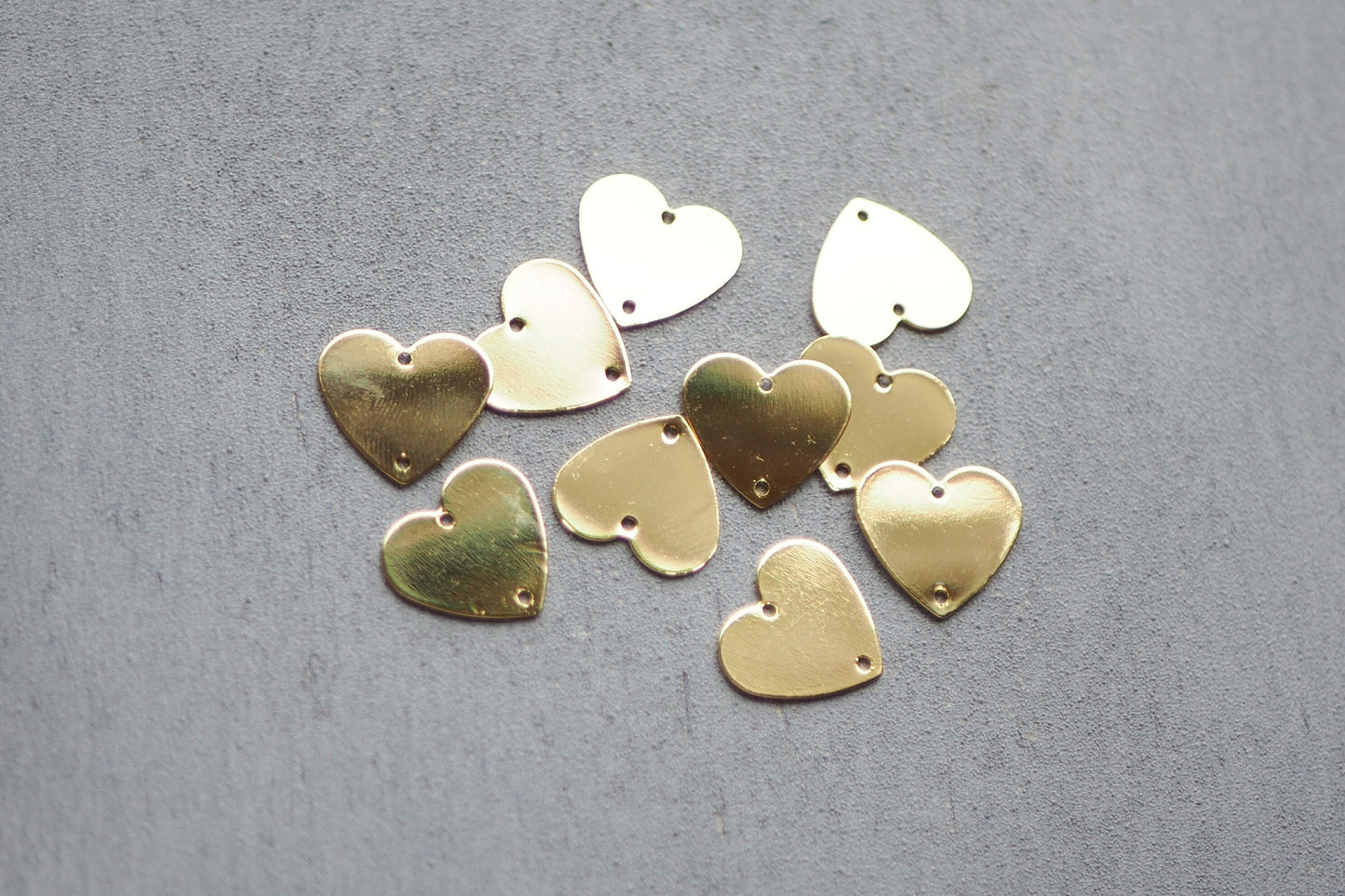 10 Herz Verbinder, 11mm o. 18mm, echt vergoldetes Messing, Valentinstag Liebe Schmuckzubehör 18 Karat Gold