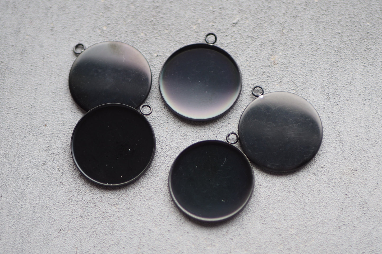5 Anhänger Fassungen für Ketten aus Edelstahl in gold, silber, Roségold oder schwarz, 16mm oder 25mm, Rohling Halskette Schmuckzubehör