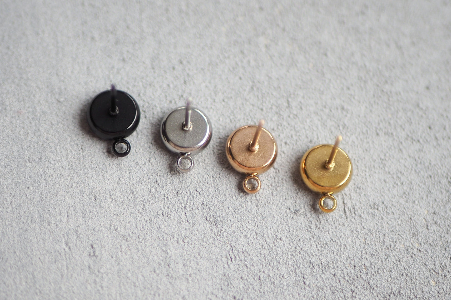 10 Ohrstecker Rohlinge mit Fassung und Öse aus Edelstahl in Gold, Silber, Roségold oder Schwarz, 6mm oder 10mm, Ohrringe Schmuckzubehör