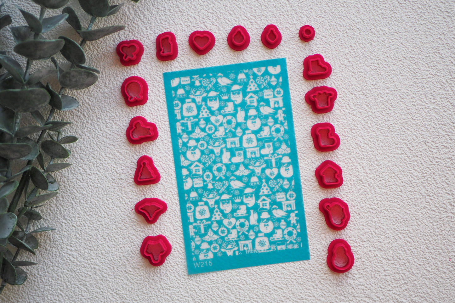 Silk Screen "X-MAS Icons" für Polymerton (FIMO), weihnachtliche Siebdruck Schablone, 15cm x 9cm, Werkzeug Schmuckherstellung mit Polymer Ton