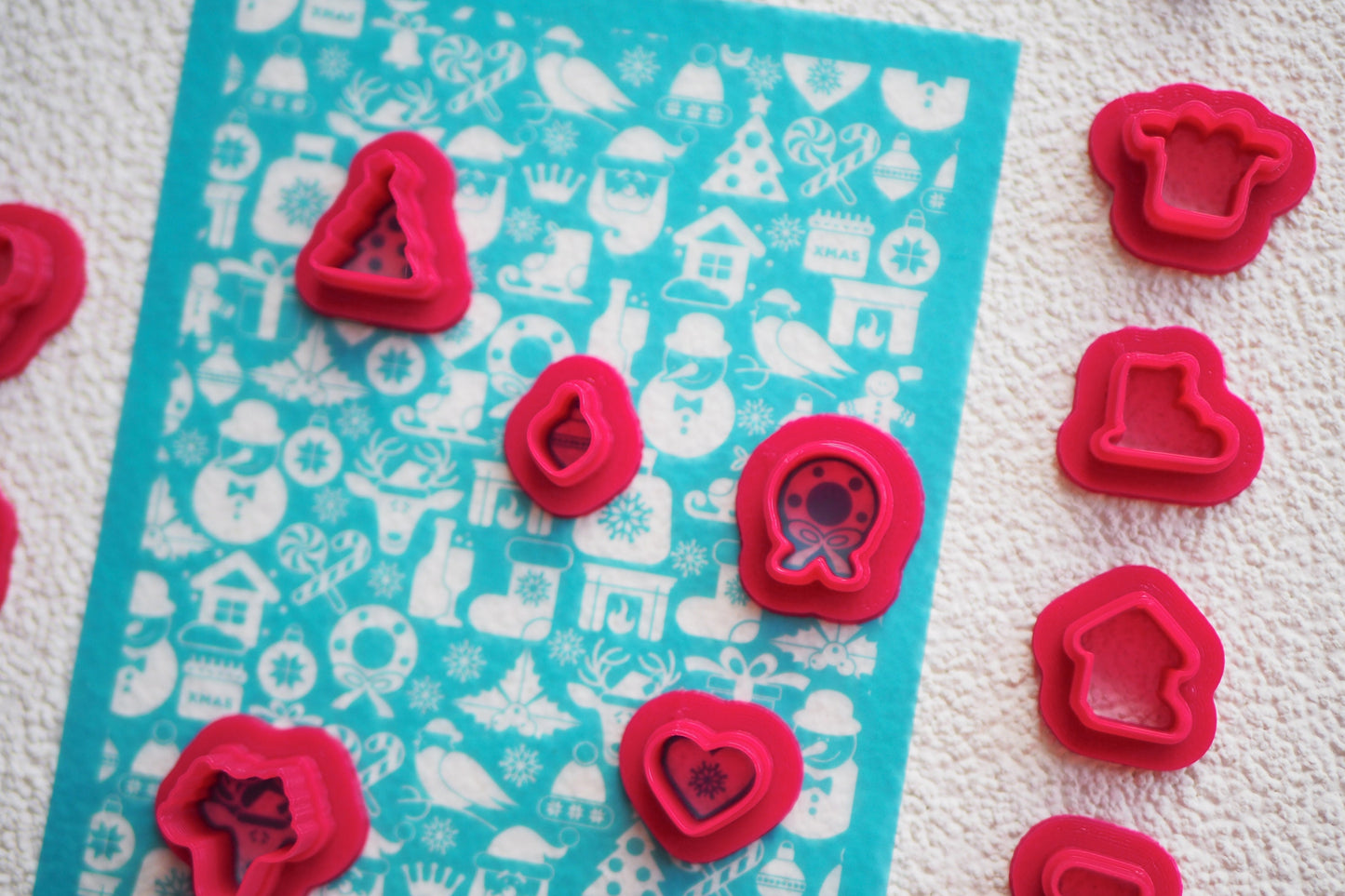 Ausstecher für Polymer Ton (Fimo und Co) passend zu Silk Screen, Weihnachten Tanne Winter, Cutter Werkzeug für Schmuckherstellung