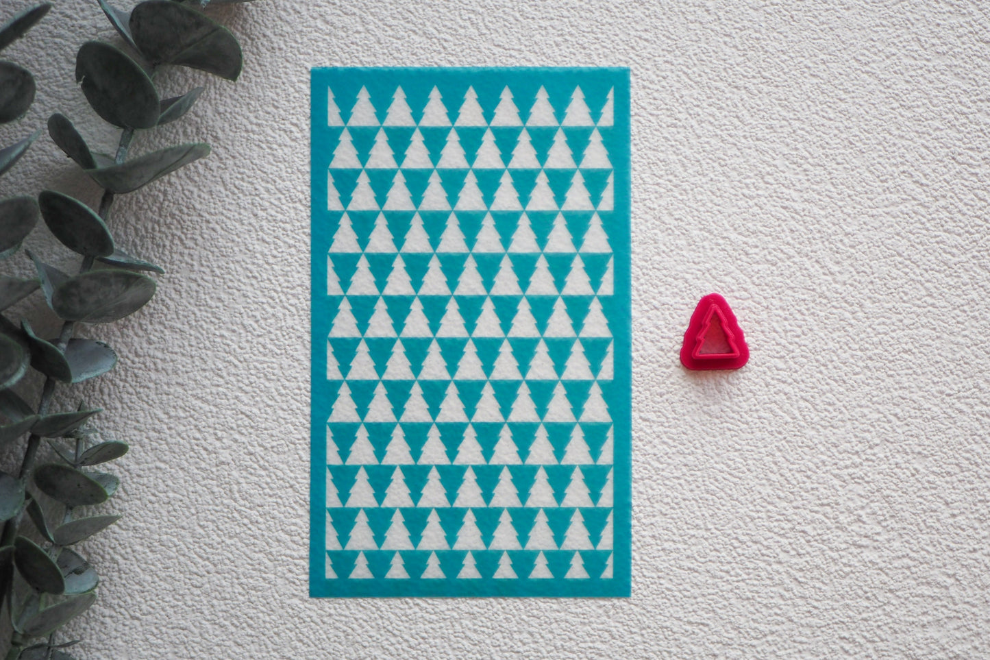 Silk Screen Tannenbäume für Polymerton (FIMO), weihnachtliche Siebdruck Schablone, 15cm x 9cm, Werkzeug Schmuckherstellung mit Polymer Ton