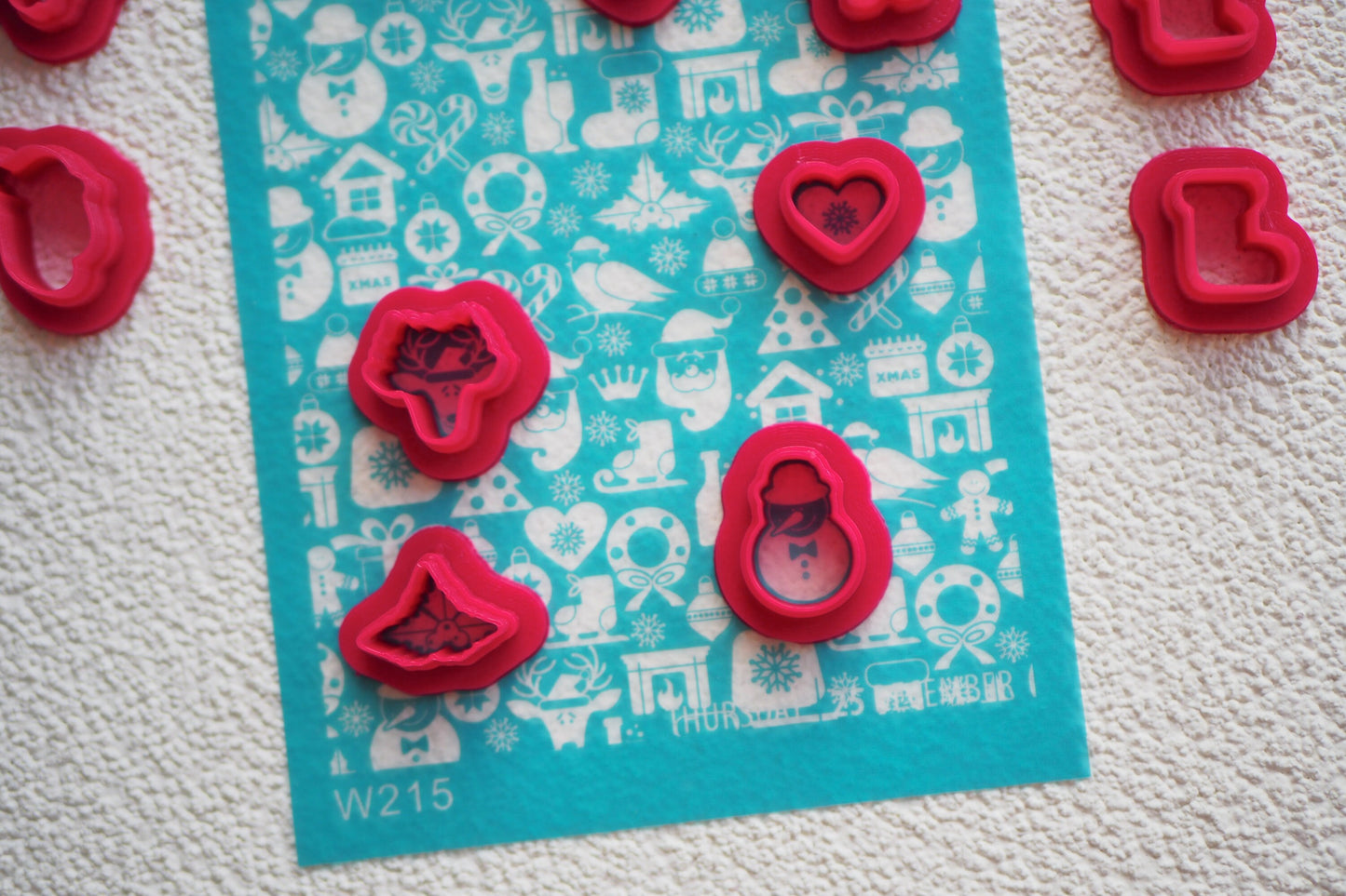 Silk Screen "X-MAS Icons" für Polymerton (FIMO), weihnachtliche Siebdruck Schablone, 15cm x 9cm, Werkzeug Schmuckherstellung mit Polymer Ton