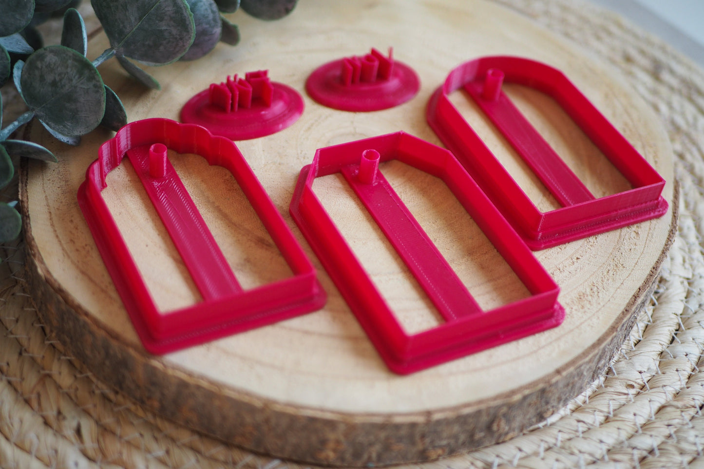 Geschenkanhänger Ausstecher für Polymer Ton (Fimo und Co.) mit Stempel, 8cm, Geschenk Weihnachten Weihnachtsbaum Winter, Cutter Werkzeug