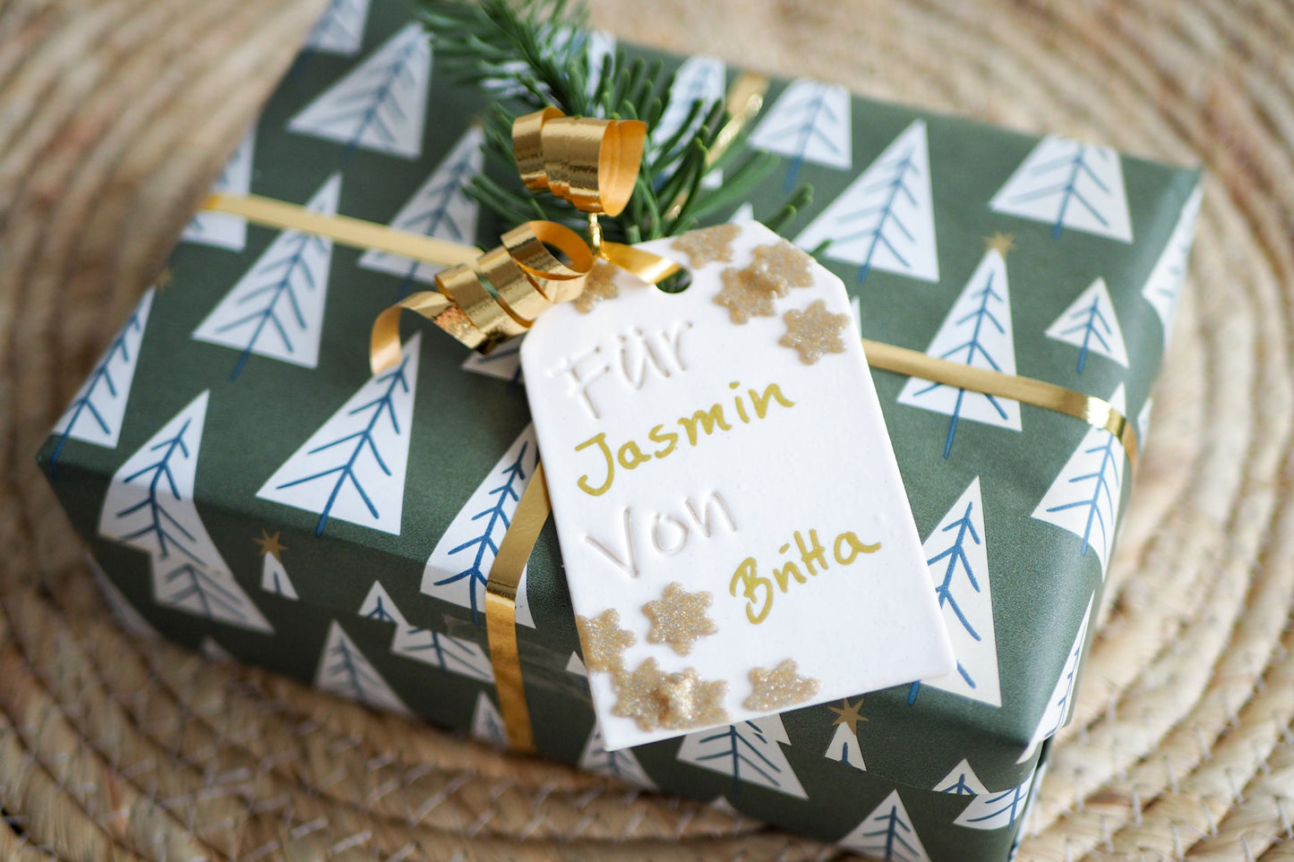 Geschenkanhänger Ausstecher für Polymer Ton (Fimo und Co.) mit Stempel, 8cm, Geschenk Weihnachten Weihnachtsbaum Winter, Cutter Werkzeug