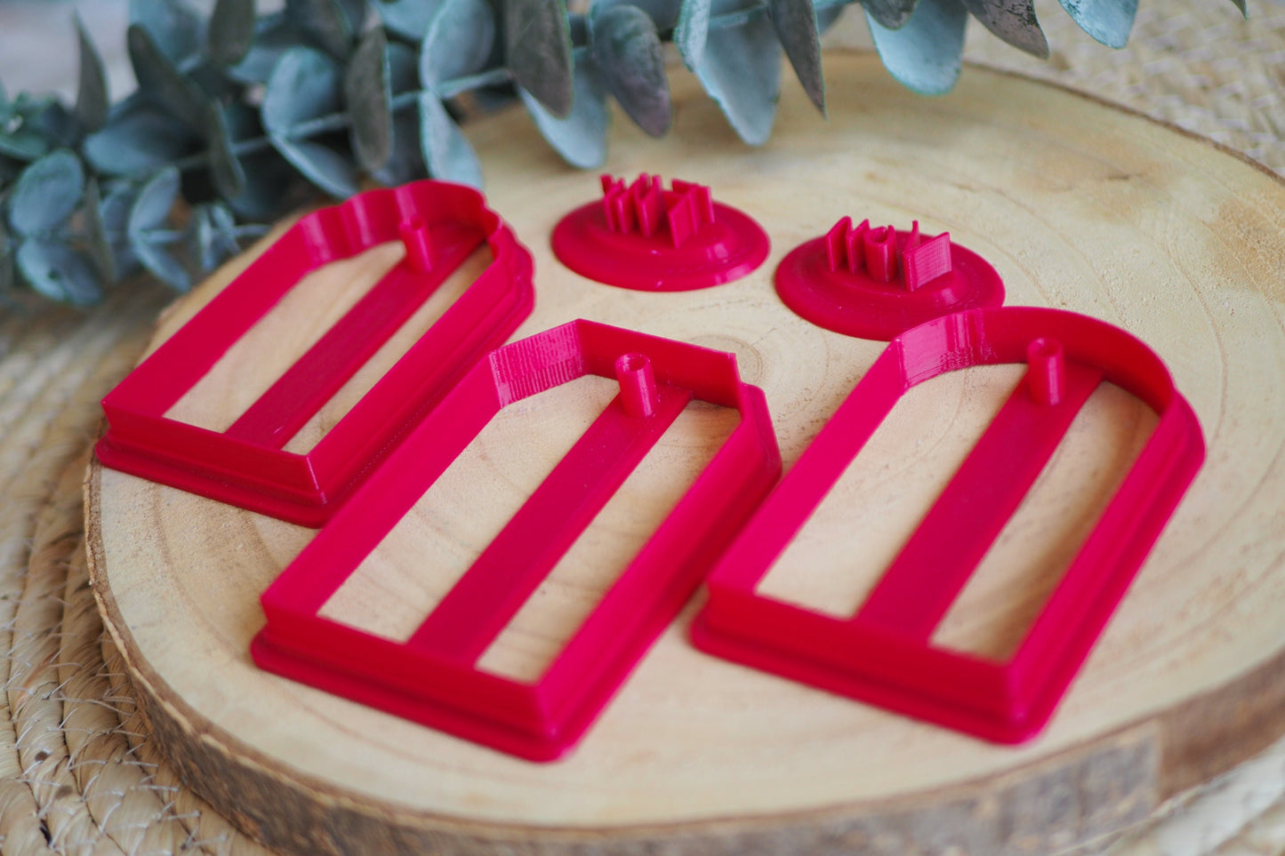 Geschenkanhänger Ausstecher für Polymer Ton (Fimo und Co.) mit Stempel, 8cm, Geschenk Weihnachten Weihnachtsbaum Winter, Cutter Werkzeug