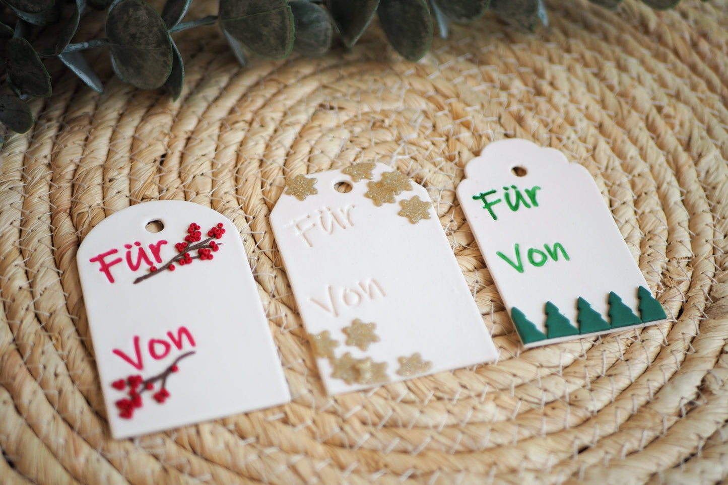 Geschenkanhänger Ausstecher für Polymer Ton (Fimo und Co.) mit Stempel, 8cm, Geschenk Weihnachten Weihnachtsbaum Winter, Cutter Werkzeug