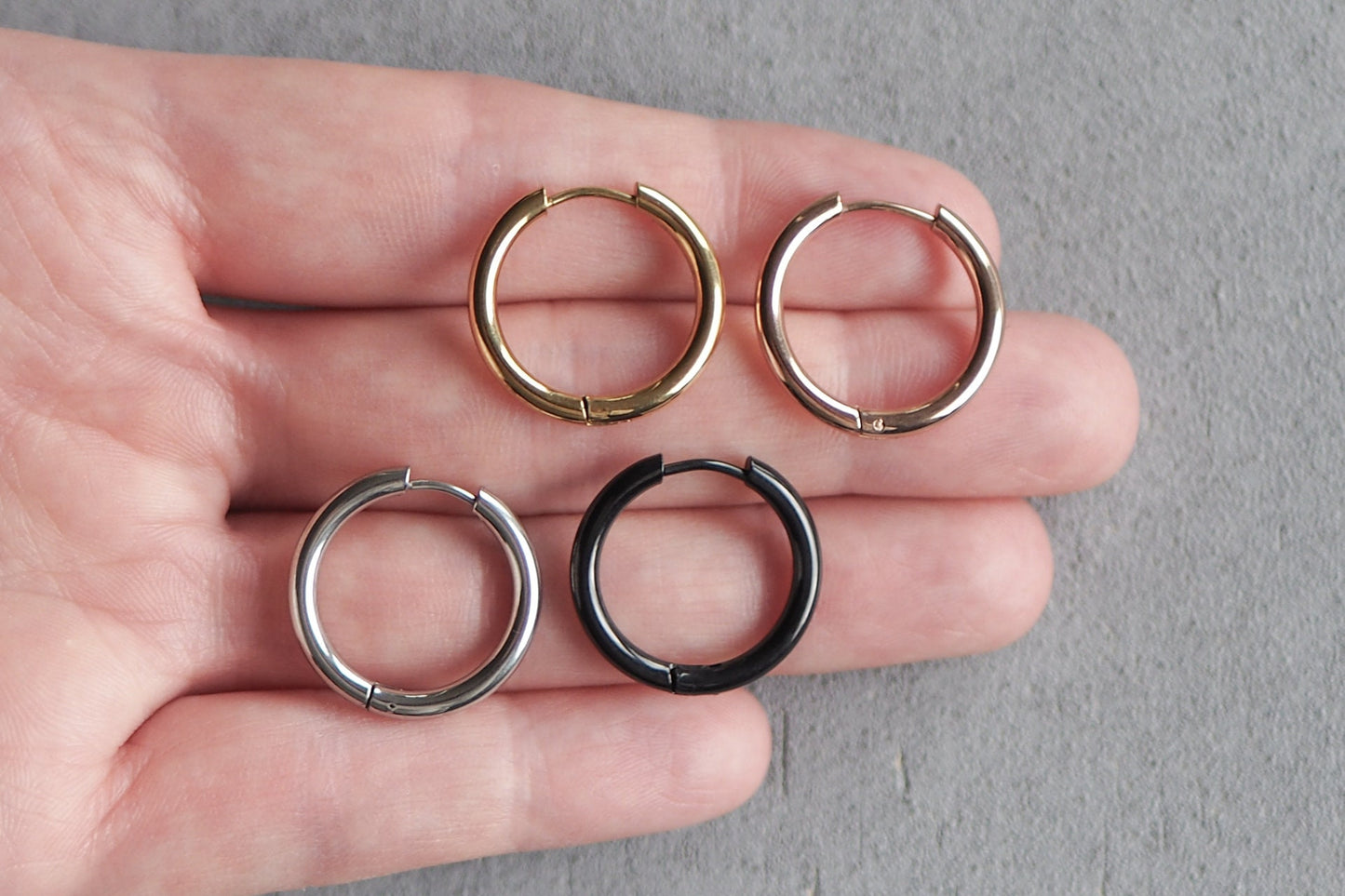 10x dicke Hoops aus Edelstahl 21mm, chunky Kreolen, DIY Schmuck, Schmuckzubehör für Creolen Ohrringe Ohrschmuck Klapp-Ohrring Klapp-Kreolen
