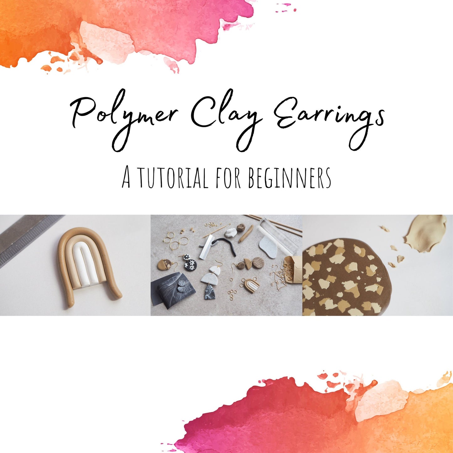 Tutorial: How to make your own polymer clay earrings, contains material lists, all basic steps and 5 design techniques for beginners, DIY