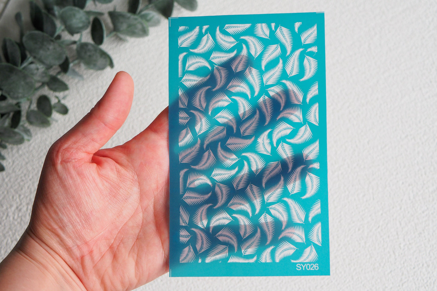 Silk Screen für Polymerton (FIMO), Palmblätter Palme Federn, Siebdruck Schablone, 15cm x 9cm, Werkzeug Schmuckherstellung mit Polymer Ton
