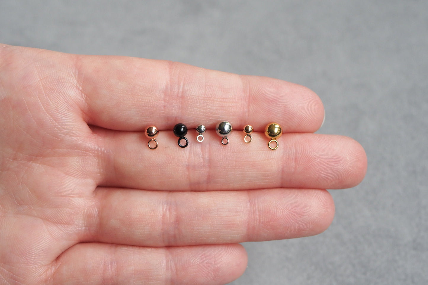10 Paar Ohrstecker mit Kugel (3/4/5mm) aus Edelstahl o. Messing, Gold Silber Roségold Schwarz, echt vergoldet o. platiniert, Schmuckzubehör