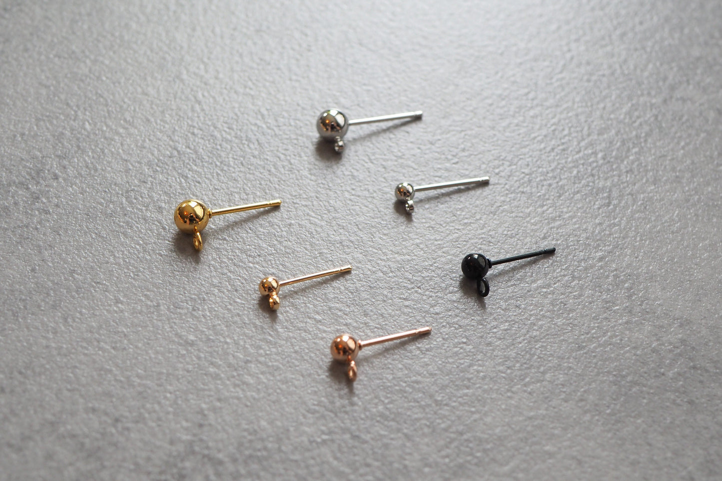 10 Paar Ohrstecker mit Kugel (3/4/5mm) aus Edelstahl o. Messing, Gold Silber Roségold Schwarz, echt vergoldet o. platiniert, Schmuckzubehör