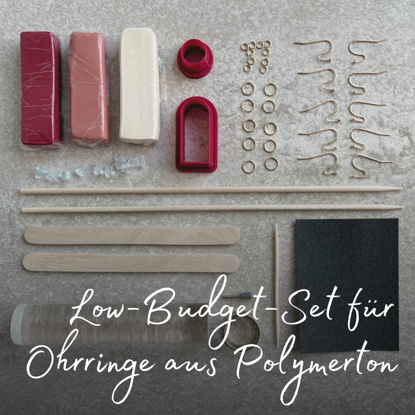 DIY Set: Ohrringe aus FIMO in Wunschfarben, Low-Budget Kit, Schmuck aus Polymerton selbst machen, tolles Geschenk