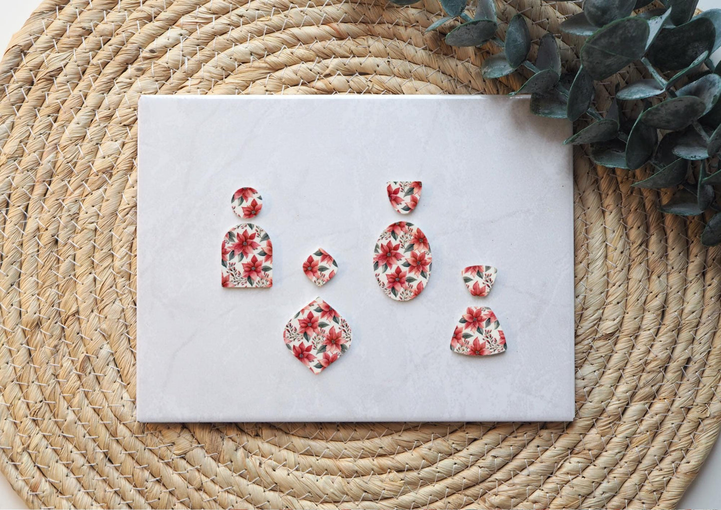Transferpapier für Polymerton (FIMO®, Premo, Cernit), 15cm x 10,5cm, Weihnachtsstern rot Weihnachten Advent, Schmuck aus Polymer Ton