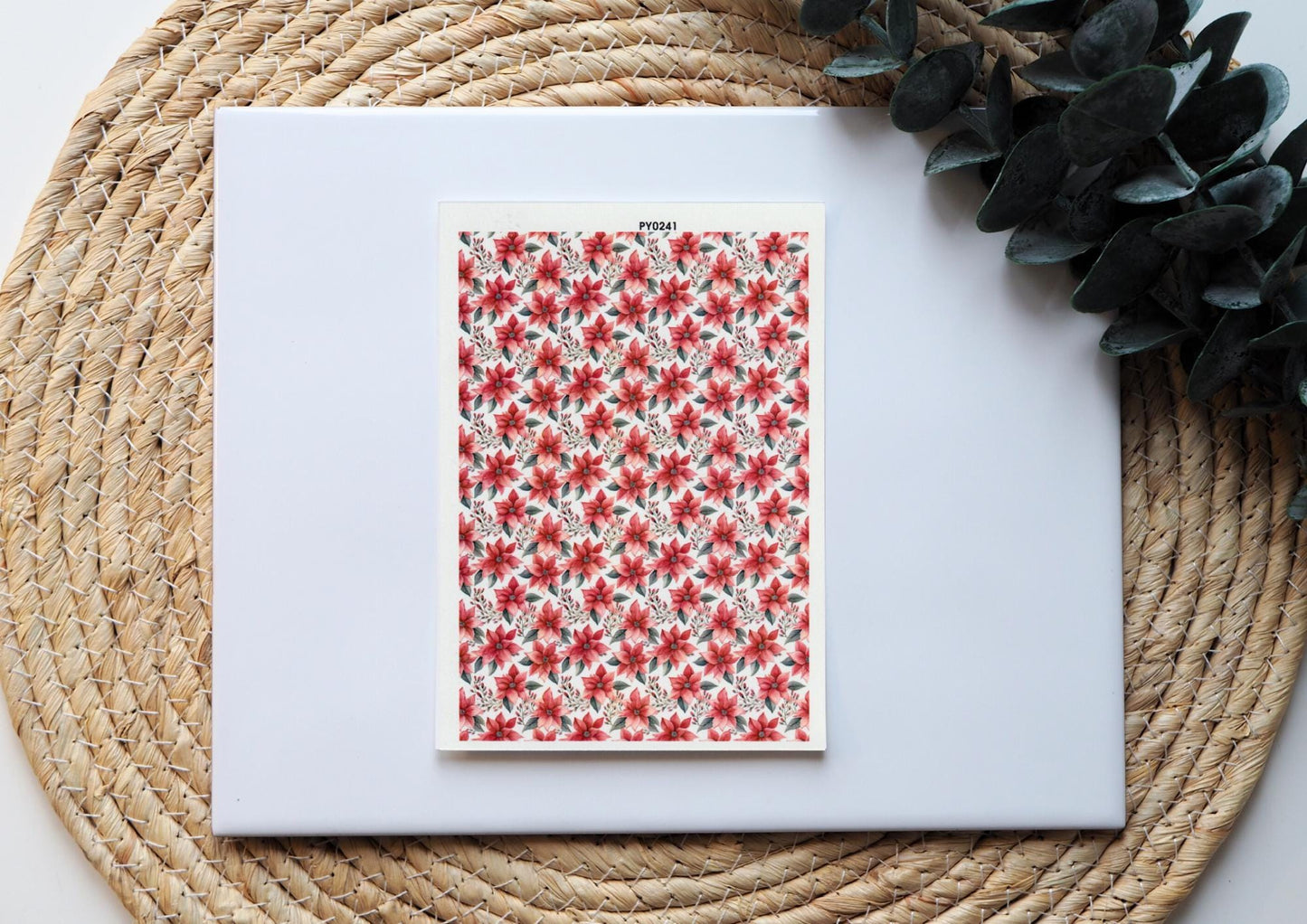 Transferpapier für Polymerton (FIMO®, Premo, Cernit), 15cm x 10,5cm, Weihnachtsstern rot Weihnachten Advent, Schmuck aus Polymer Ton