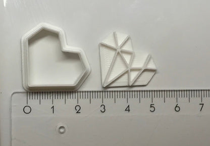 Ausstecher Cutter Form für Modelliermasse, Origami  Herz mit passendem Stempel, Werkzeug für Schmuckherstellung mit Fimo und Co.