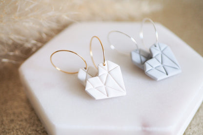 Ausstecher Cutter Form für Modelliermasse, Origami  Herz mit passendem Stempel, Werkzeug für Schmuckherstellung mit Fimo und Co.