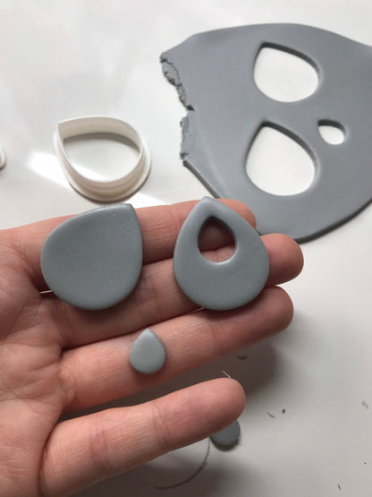 Ausstecher für Modelliermasse, Set mit zwei Tropfen Cuttern, organische Formen, Werkzeug für Schmuckherstellung mit Fimo und Co.