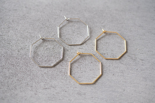 5 Paar achteckige Kreolen, minimalistisch und schlicht in Gold oder Silber, Schmuckzubehör
