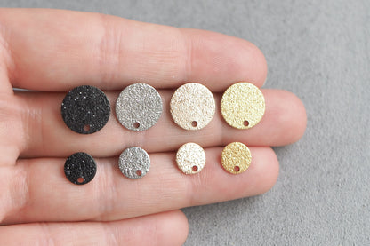 5 Paar Ohrstecker in 8mm/12mm, strukturierte Plättchen Edelstahl, Gold Silber Roségold Schwarz, Schmuckzubehör