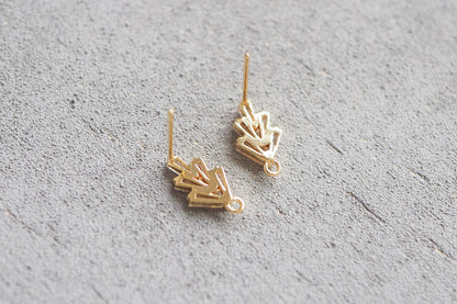 3 Paar Ohrstecker 18mm, echt vergoldet, Pin aus 925er Sterling Silber, Zirkonia Strahlen, Schmuckzubehör