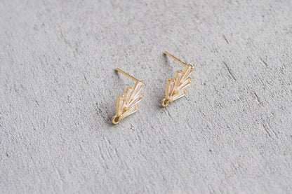 3 Paar Ohrstecker 18mm, echt vergoldet, Pin aus 925er Sterling Silber, Zirkonia Strahlen, Schmuckzubehör