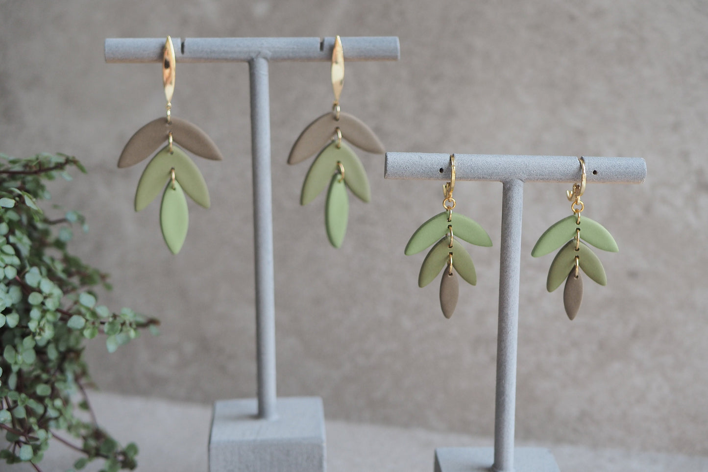 Handgemachte Ohrringe aus Polymer Ton, HERBST KOLLEKTION, Olive Grün Braun Taupe, Handgefertigter Fimo Schmuck