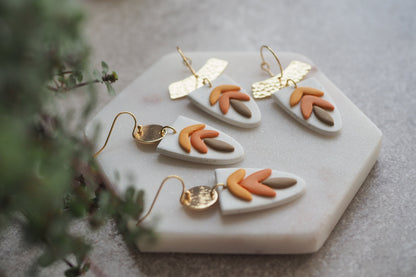 Handgemachte Ohrringe aus Polymer Ton, HERBST KOLLEKTION, Curry Senf Gelb Orange Braun Taupe, Handgefertigter Fimo Schmuck
