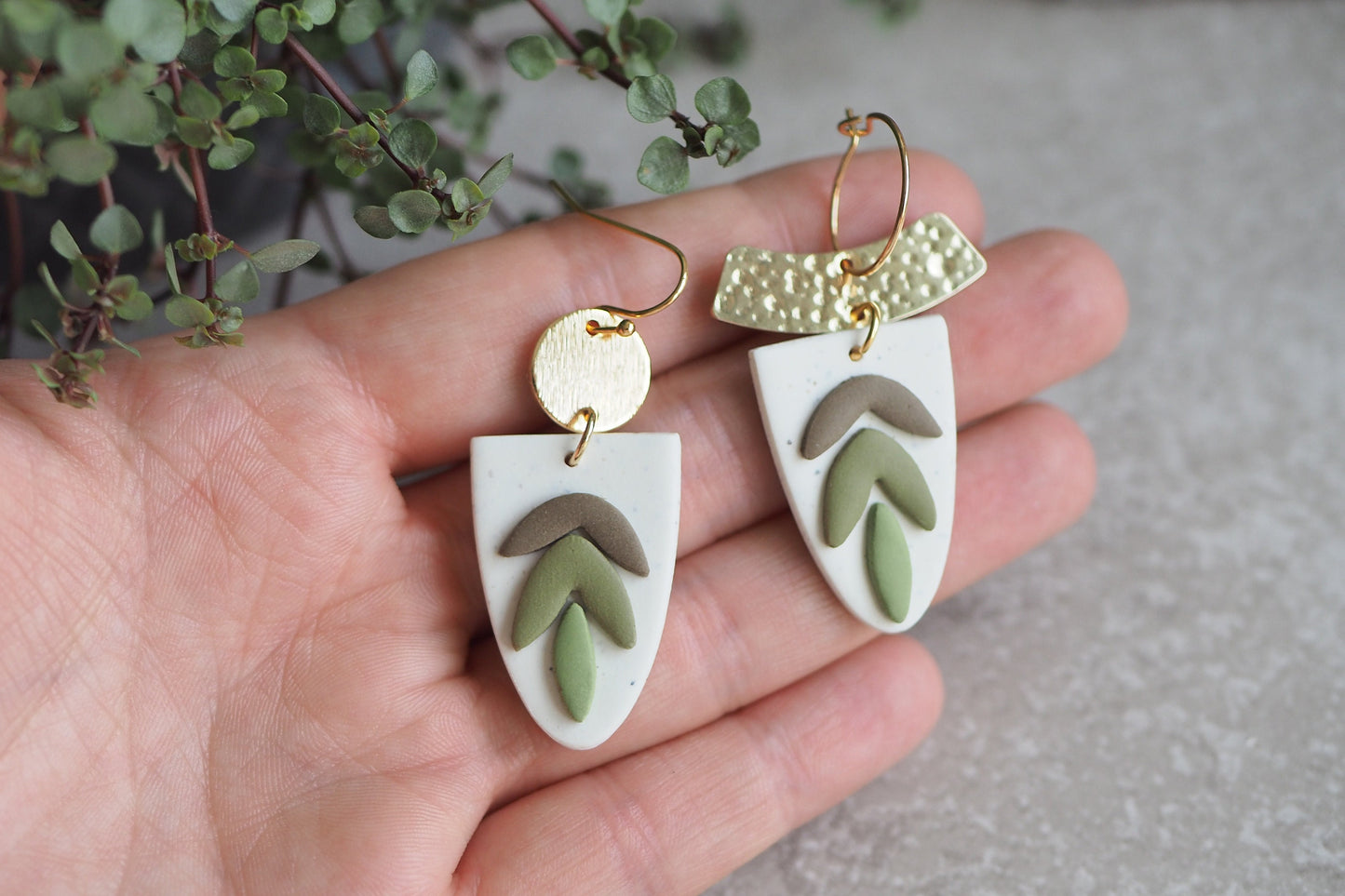 Handgemachte Ohrringe aus Polymer Ton, HERBST KOLLEKTION, Curry Senf Gelb Braun Taupe, Handgefertigter Fimo Schmuck
