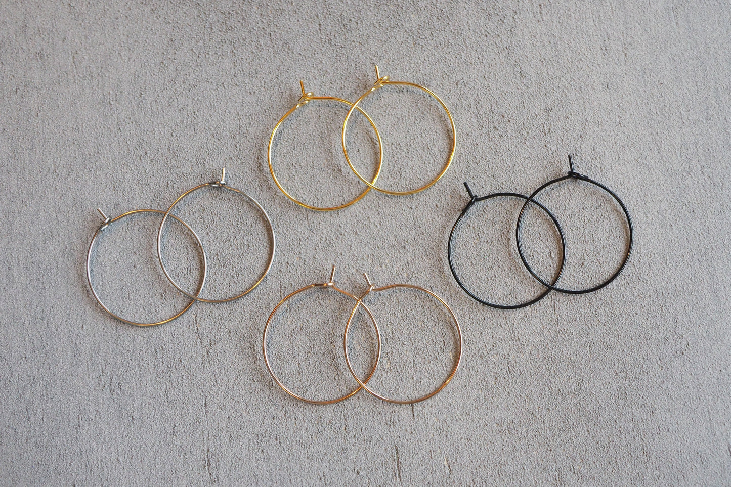 10 Paar 25mm Kreolen, Einfädler, minimalistisch und schlicht, Gold Silber Roségold Schwarz, Schmuckzubehör