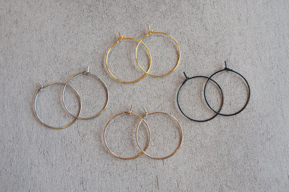 10 Paar 25mm Kreolen, Einfädler, minimalistisch und schlicht, Gold Silber Roségold Schwarz, Schmuckzubehör