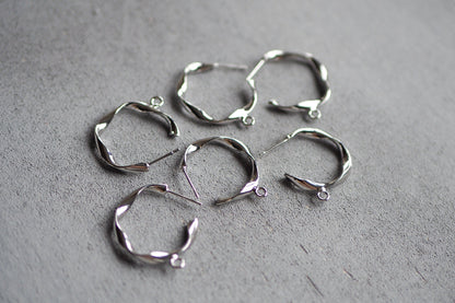 3 Paar Ohrstecker 22x18mm, gedrehte Halb-Kreolen echt vergoldet bzw. platiniert, Oval Ring gedreht, Schmuckzubehör